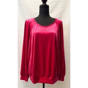 Anthropologie Maeve Candace Size XLP Fuschia Velvet Top Y2K Retro Party Holiday